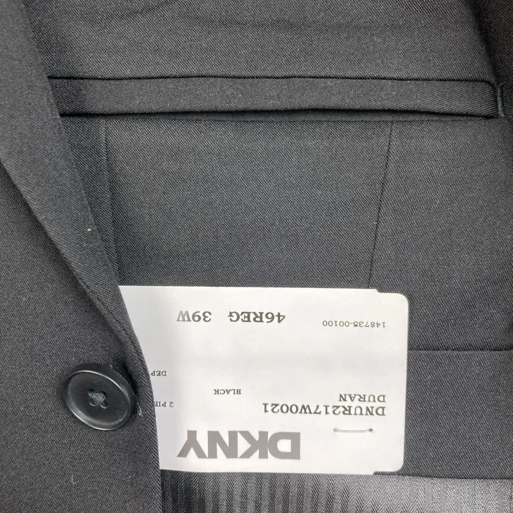 DKNY Men's Modern Fit Nested 2-piece Suit Black 46R Pants 39Wx32L